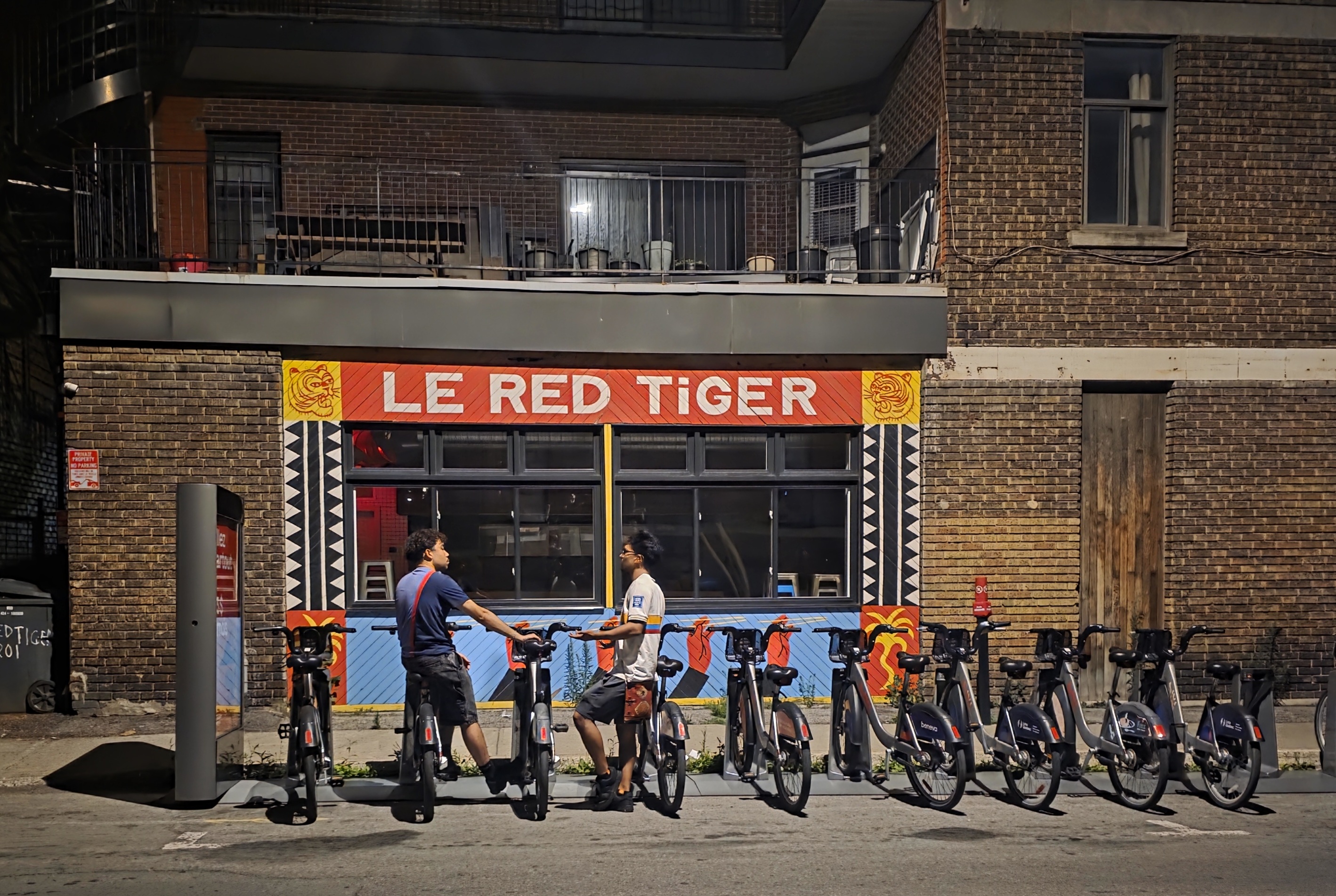 Cyclist riding through Montreal